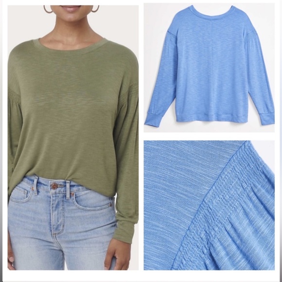 LOFT Tops - Loft Smocked Long Sleeve Soft Terry Long Sleeve Tee L